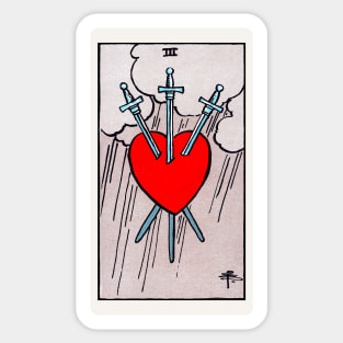 Card #52 - Three Of Swords - Rider Waite Smith Tarot Sticker